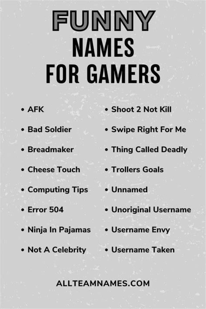 Funny Names For Gamers Cool gamer names, Gamer names, Funny names