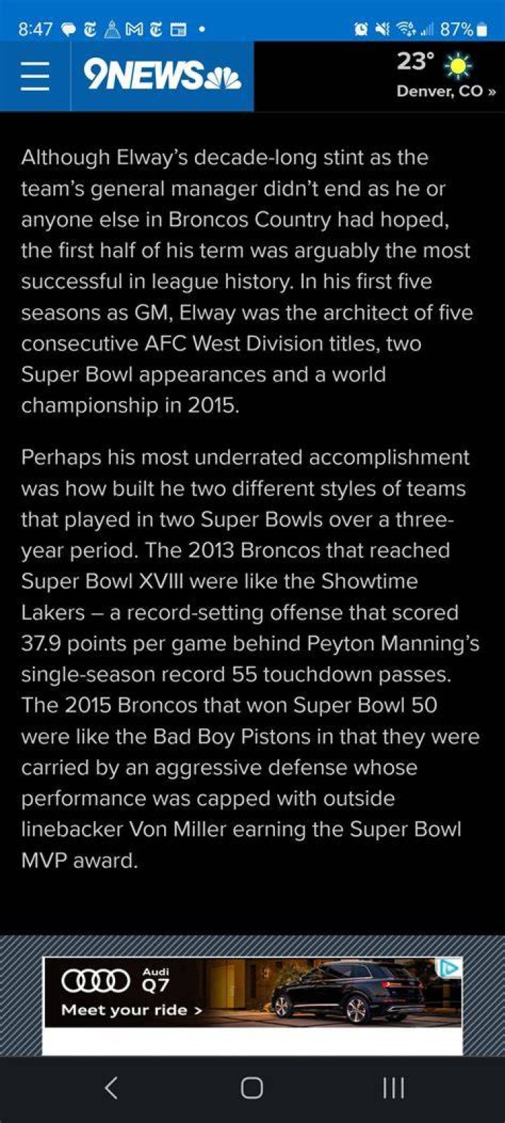Sure, the Broncos one Superbowl and one blowout in the Superbowl makes