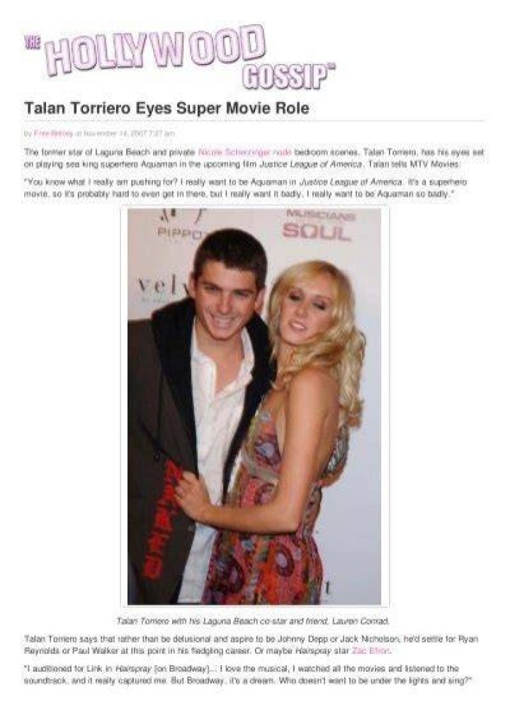 Talan Torriero The Hollywood Gossip